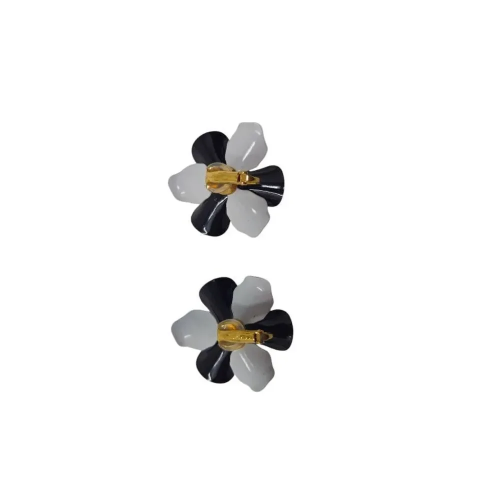 Vintage Avon Polka Dot Floral Clip-On Earrings | 1.50